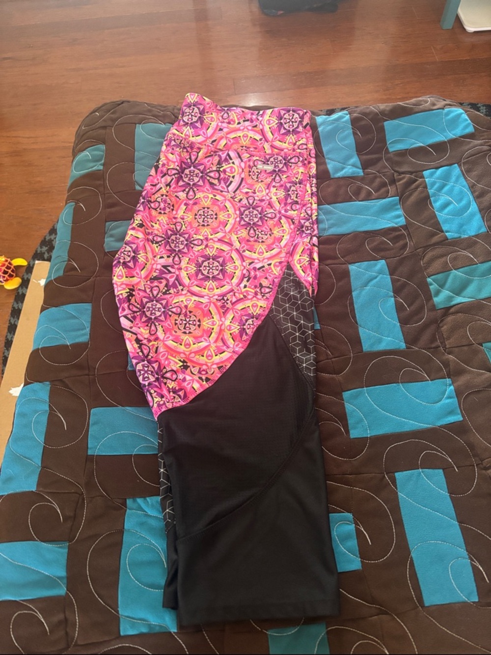 Danskin Now Pink Patterned & Black Active Joggers
